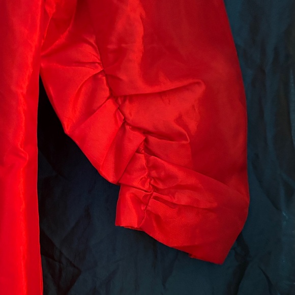 Red Ruffled Button-Up Blouse - Picture 4 of 4